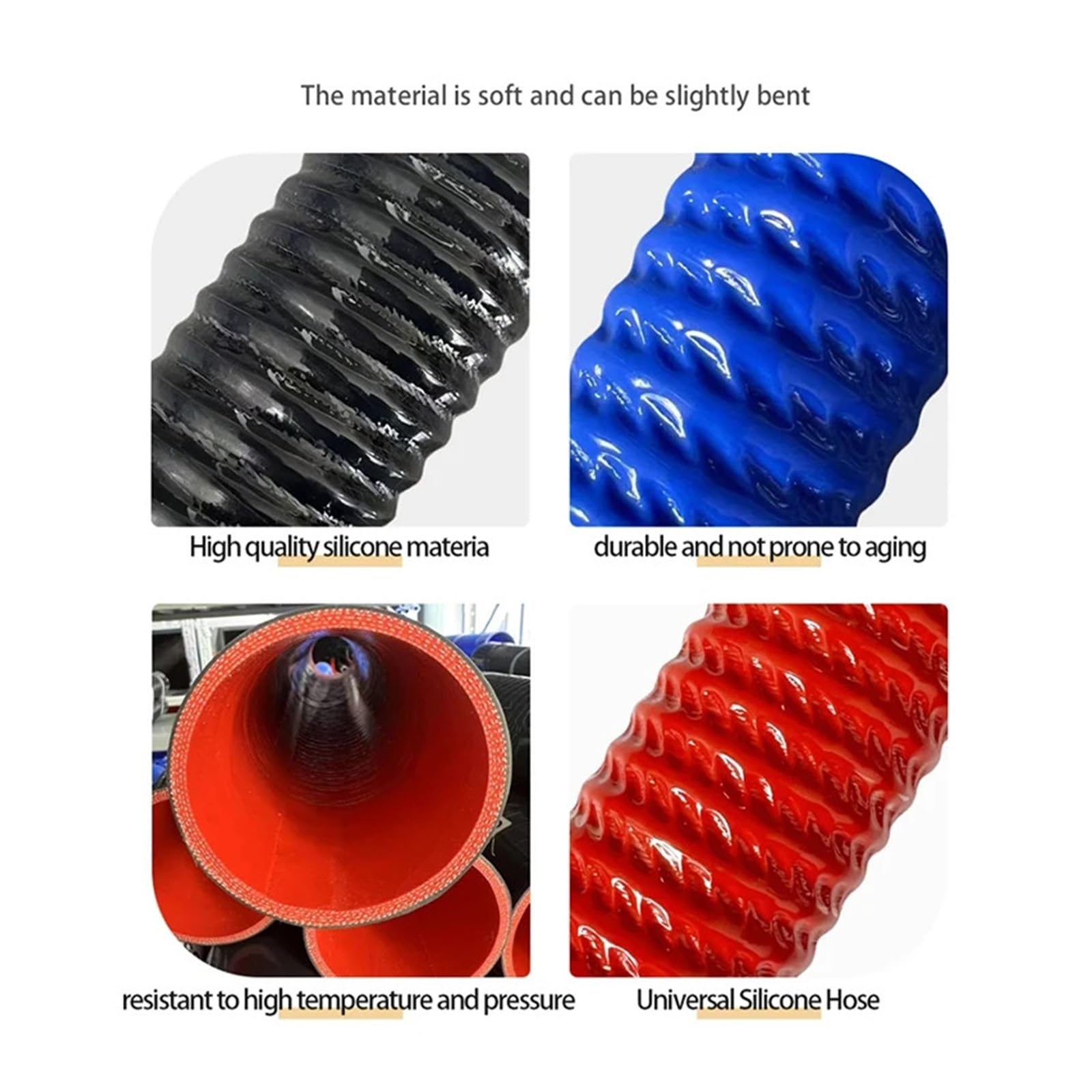 Tubos de vacío de PVC, Conducto de Aire Corrugado de Alambre de Acero de Silicona Rojo Resistente a Altas temperaturas y presiones(Blue,500MM-ID 25MM)