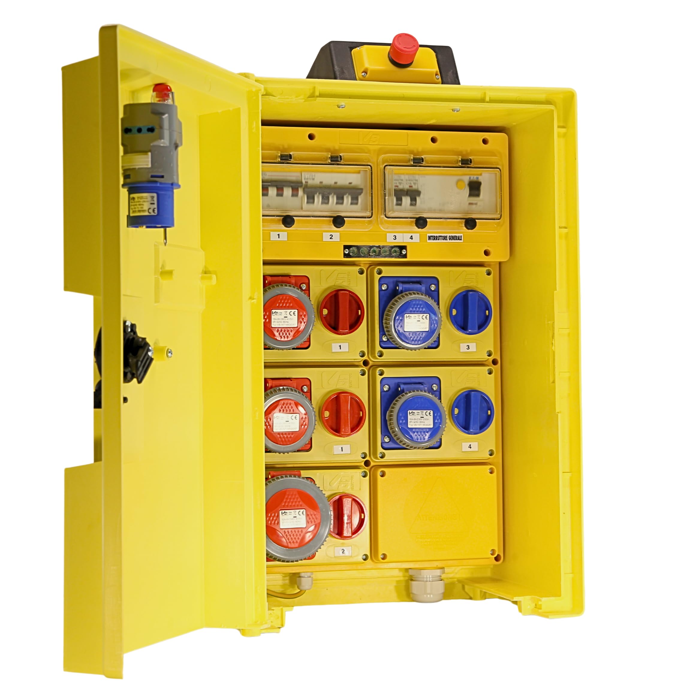 ELETTROWATT - Quadro Elettrico da Cantiere 63A 35kW IP65 – Prese Industriali CEE Antipolvere e Impermeabile 230V 3P+N+T Alta Resistenza, Sicurezza Garantita per Cantieri, Officine, Ambienti di Lavoro.