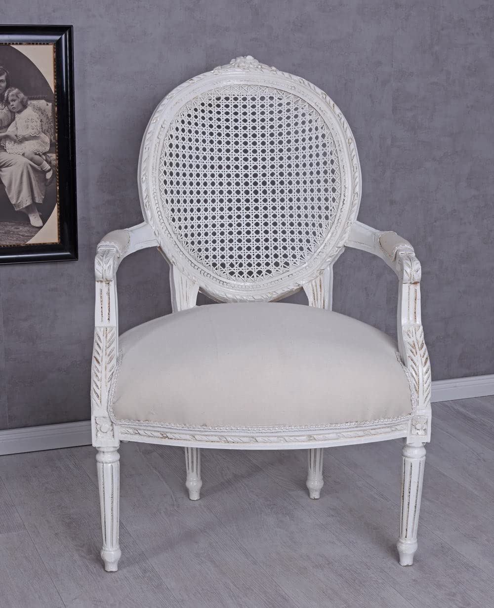 Royal MÉDAILLON Fauteuil Louis XVI Style Filet Blanc Palazzo en EXCLUSIVITÉ
