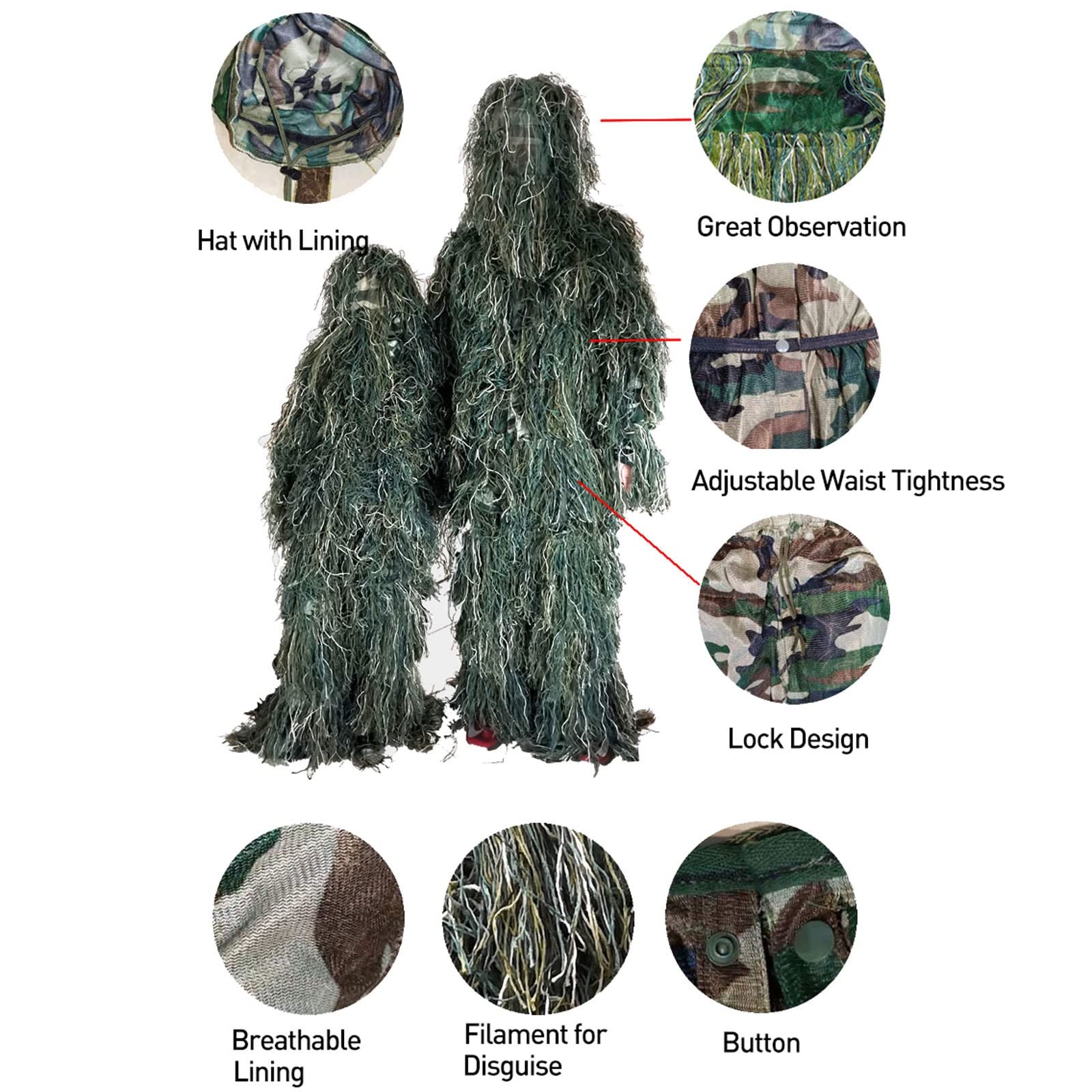 Tarnkleidung Kinder Jungen，Tarnanzüge Wald Woodland Paintball AusrüStung Set MäNner Tactical Poncho Jagt Jacken Jagd Hose Snipes Maske Outdoor MilitäR Anzug，Tarnanzug XXL GrößE S