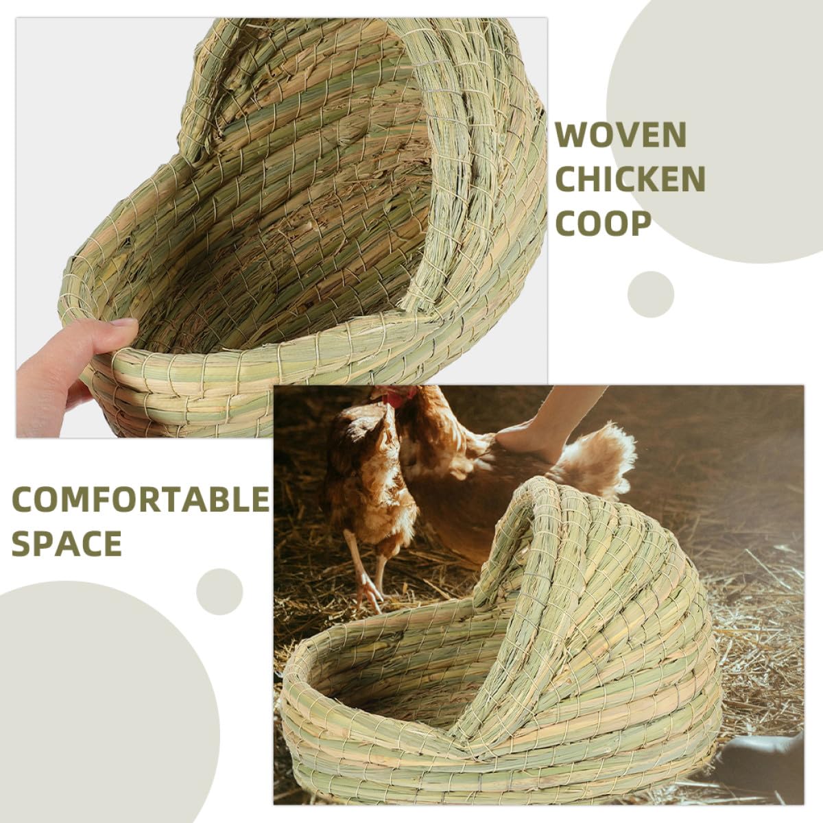 2 Pezzi Nido di Paglia Intrecciato per Pollaio Piccolo Nido per Galline e Animali Domestici per Deposizione Uova e Cuccia in Gabbia per Conigli e Roditori