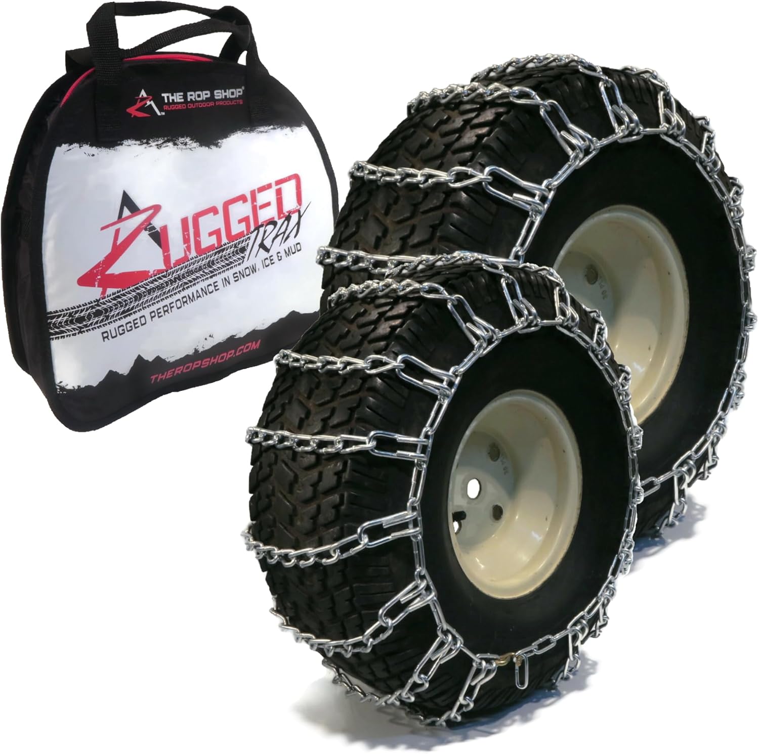 The ROP Shop Pair of 2 Link Tire Chains for Kawasaki 16x7.5x8 Front & 26x12x12 Rear Tires ATV