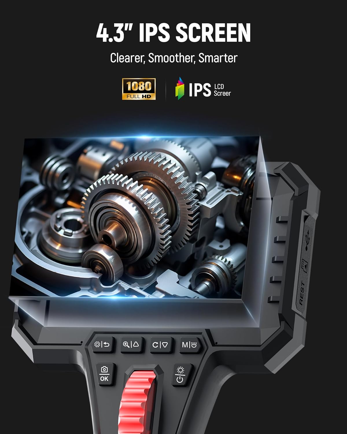 Two-Way Articulating Borescope Camera with Light, 0.25in Slim Probe, Industrial Endoscope Inspection Camera with Light, 5.3FT Flexible Snake Scope for Automotive, HVAC and Aircraft Mechanics