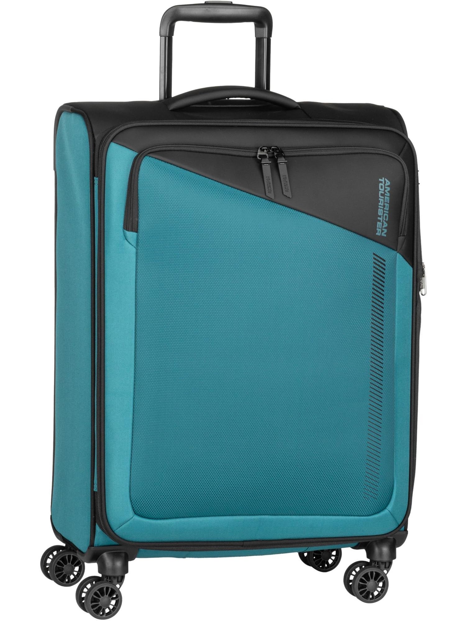 American Tourister Daring Dash - Spinner M, rozszerzalna walizka, 66,5 cm, 67/75 L, czarny/niebieski (czarny/niebieski)