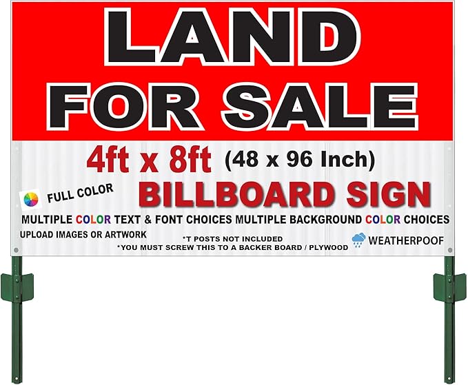 Amazon.com : Custom Land For Sale Billboard Sign, Extra Large Yard Sign ...
