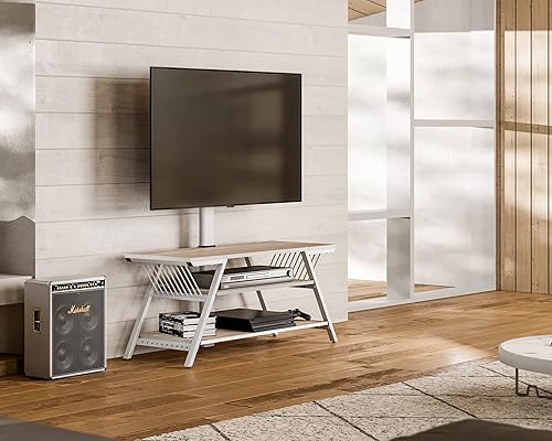 Miniatura 9 de FITUEYES Soporte de TV de madera con soporte para TVS de 32 a 65 pulgadas con soporte para pantallas curvas planas LCDLED, altura ajustable, gestión