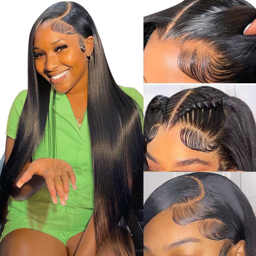 Amazon.com : 32 Inch Lace Front Wigs Human Hair Straight  display picture 2