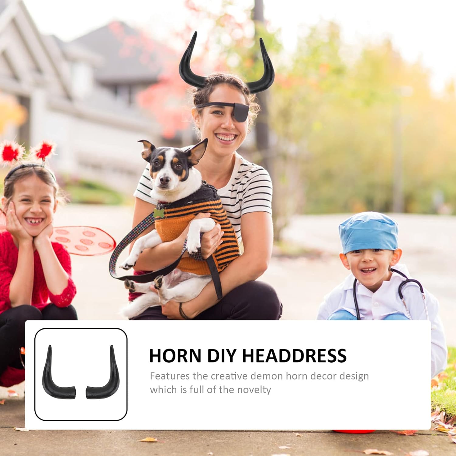 Miniatura 4 de VOSAREA 1 par de tocados de cuerno de buey de imitación, cuernos de toro, diadema de cuerno de buey para decoración de cabello para fiesta de