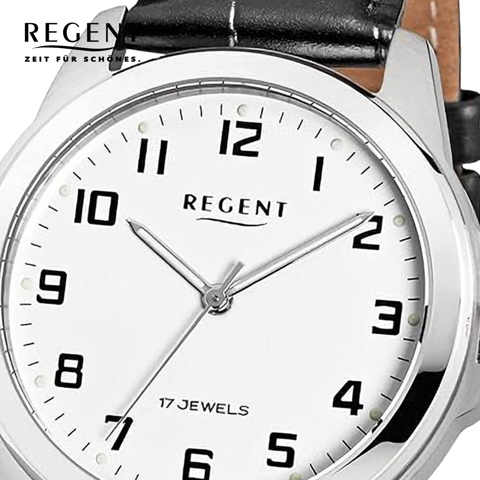 REGENT Mechanische Armbanduhr Handaufzug Stahl Lederband