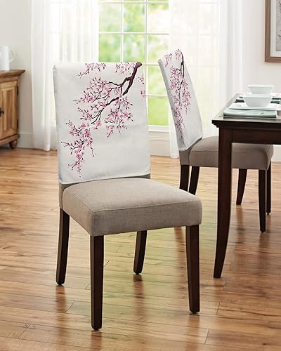 Miniatura 4 de Gredice 4 fundas para sillas de comedor, diseño abstracto de flor de cerezo rosa, fundas extraíbles para respaldo de silla, flores japonesas en