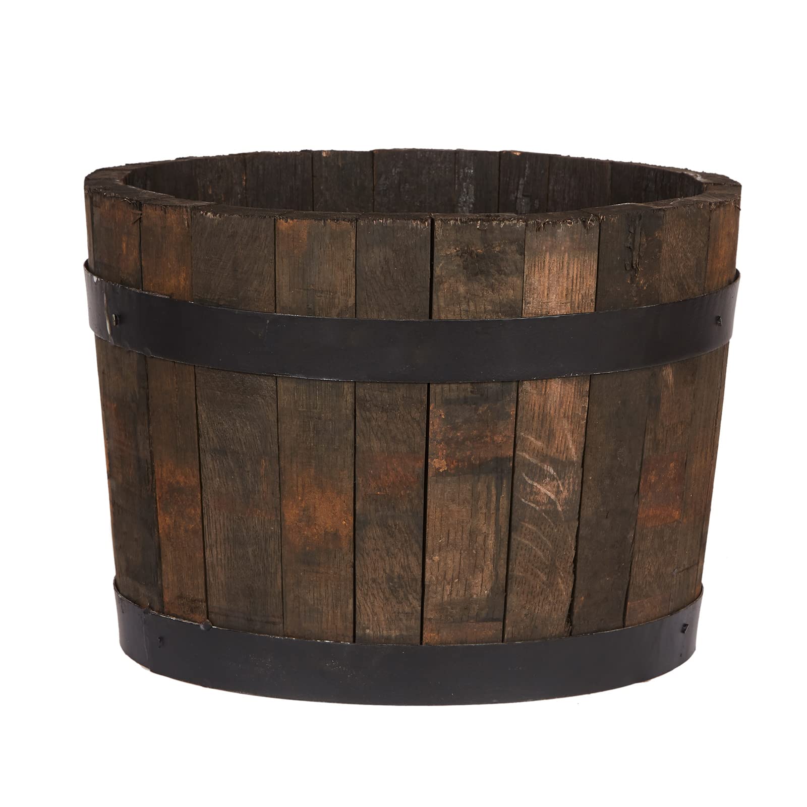 40cm Wooden Planter for Outdoor | Half Barrel Planter Style Garden Large Plant Pot D40 H30 cm, 37.7L, Made in the UK