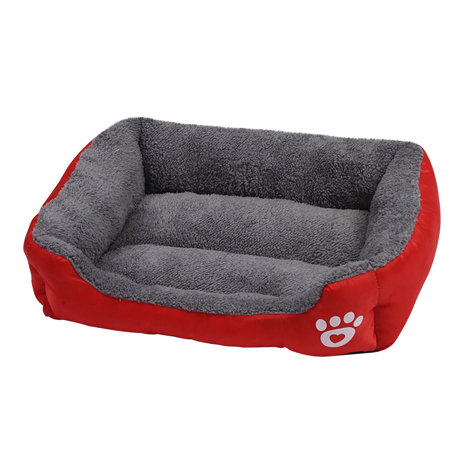 wuitopue Cat Dog Pet Warm Bed Winter Indoor Soft Plush Pet Sofa Bed Square Fluffy Pet Calming Bed for Cat Dog Puppy Pet Sleeping Self Warming Snooze Sleeping Cozy Kitty Teddy Kennel (S, Red)