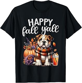 Thankful Grateful Blessed English Bulldog Fall Y'all Autumn T-Shirt - Buy now