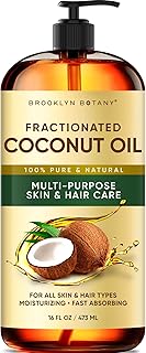 Brooklyn Botany Fractionated Coconut Oil | for Skin, Hair and Face | 16 Fl Oz | 100% Pure and Natural | Carrier Oil for Essential Oils, Aromatherapy and Massage | Hexane Free