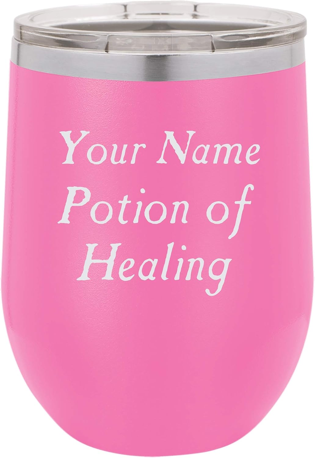 PERSONALIZED "Potion of Healing" Dungeon Game Inspired Must Have Design Engraved Insulated Stainless Steel Wine Tumbler, 12 Oz., Green
