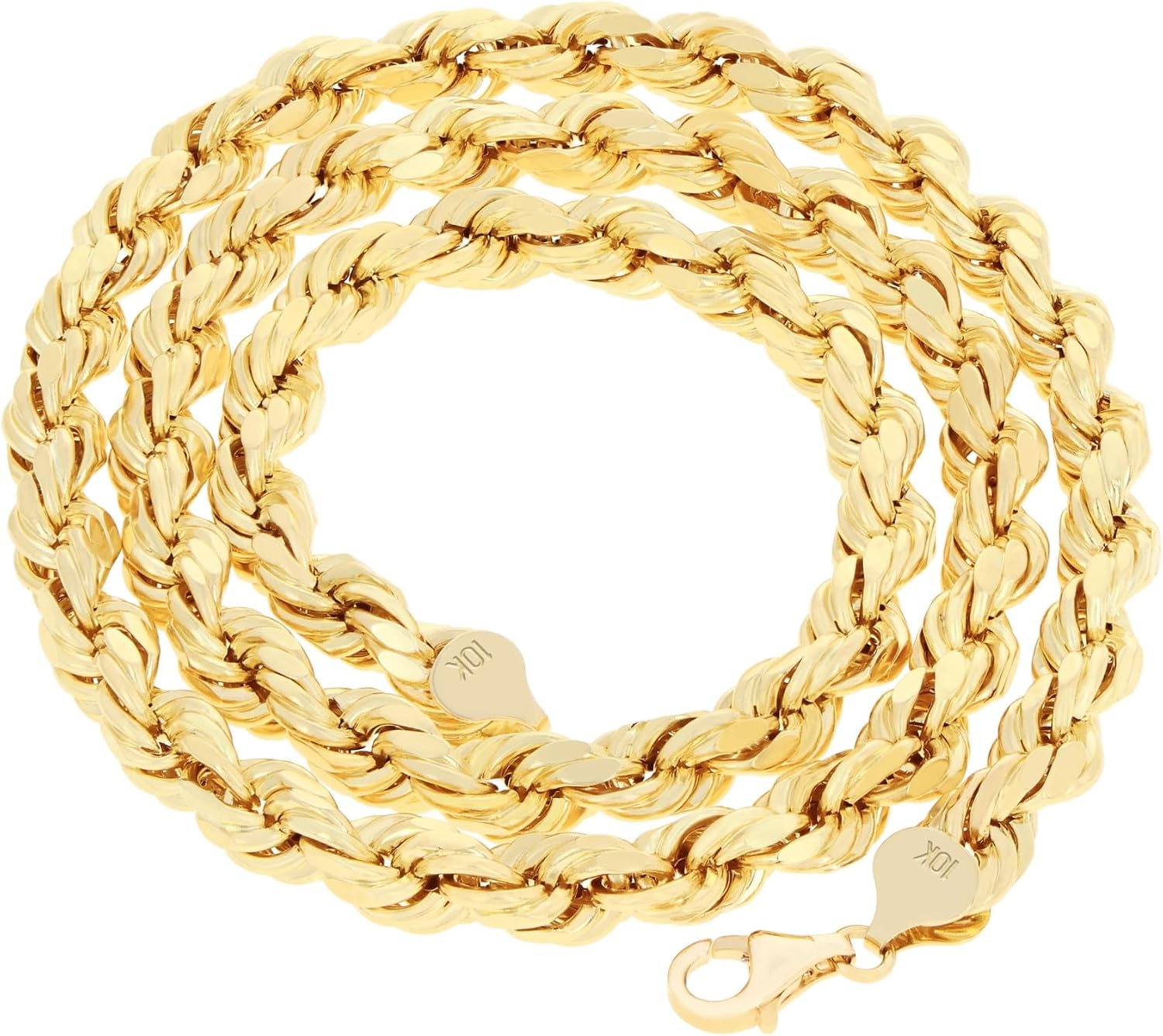 Nuragold 10K Real Yellow Gold 8mm Solid Rope Chain Diamond Cut Necklace (22"-30") Italian Jewelry for Men