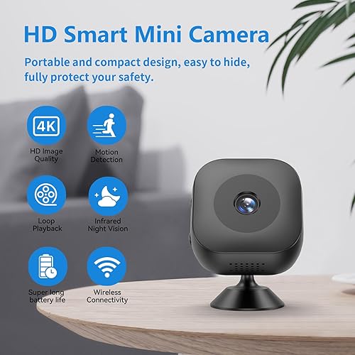 Miniatura 2 de Mini cámara para vigilancia inalámbrica cámara de seguridad HD con conexión inalámbrica WiFi, almacenamiento de tarjetas SD y control de