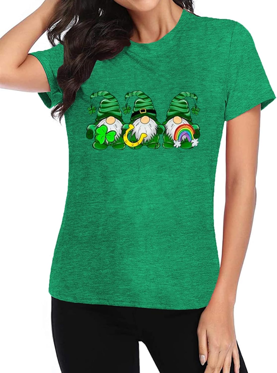 Lucky St Patricks Day Shirt Womens Lucky Irish Shamrock Shirt Funny Short Sleeve Tops - Image 3
