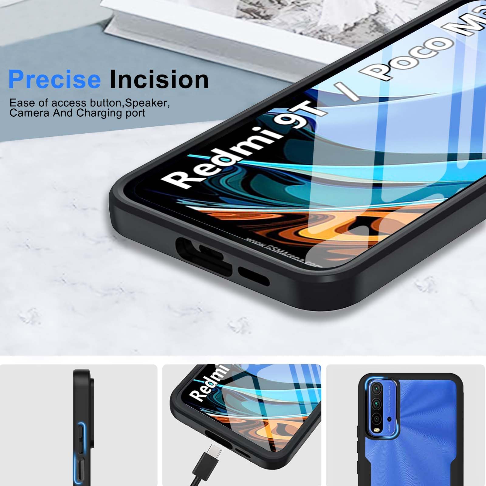 POUHYE Cover per Xiaomi Redmi 9T / Poco M3 Custodia, Morbida