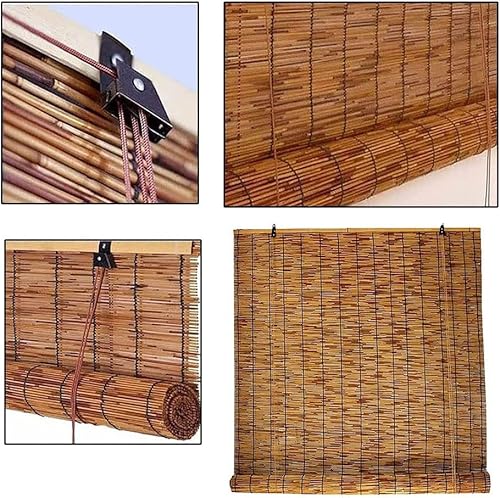 Miniatura 4 de Persianas de patio enrollables, persianas de bambú para exteriores, persianas de caña de sombreado con aislamiento Thernal, pantalla de bambú opaca,