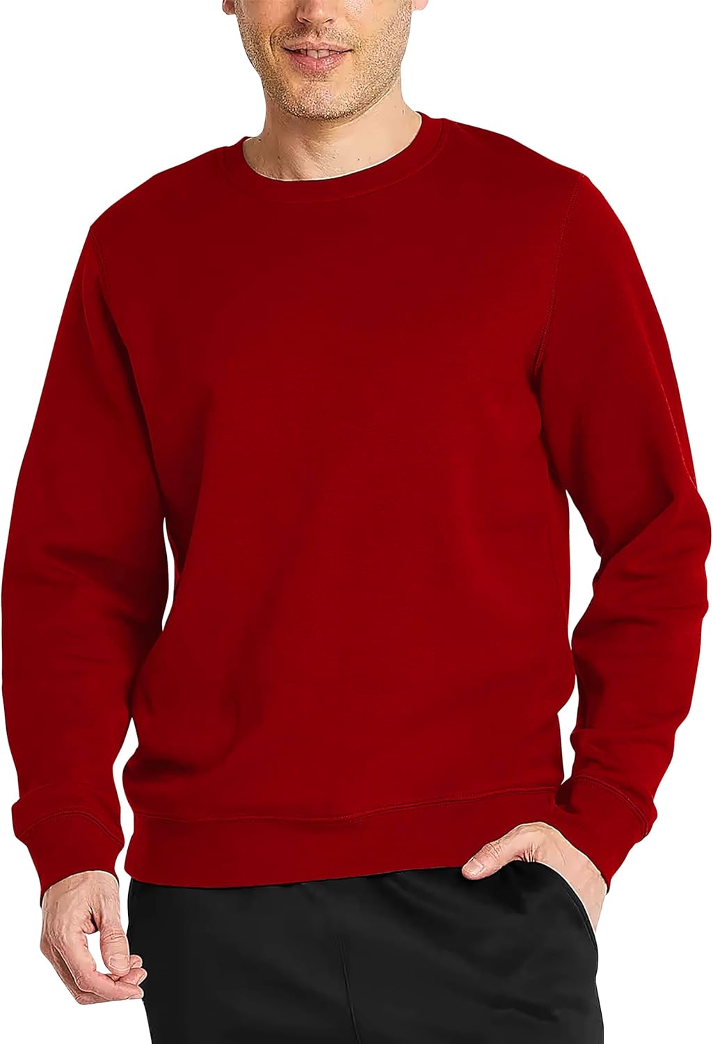 Hat and Beyond Fleece Sweatshirt for Man Crewneck Casual Brushed Solid Sweater College Shirts XS-5XL