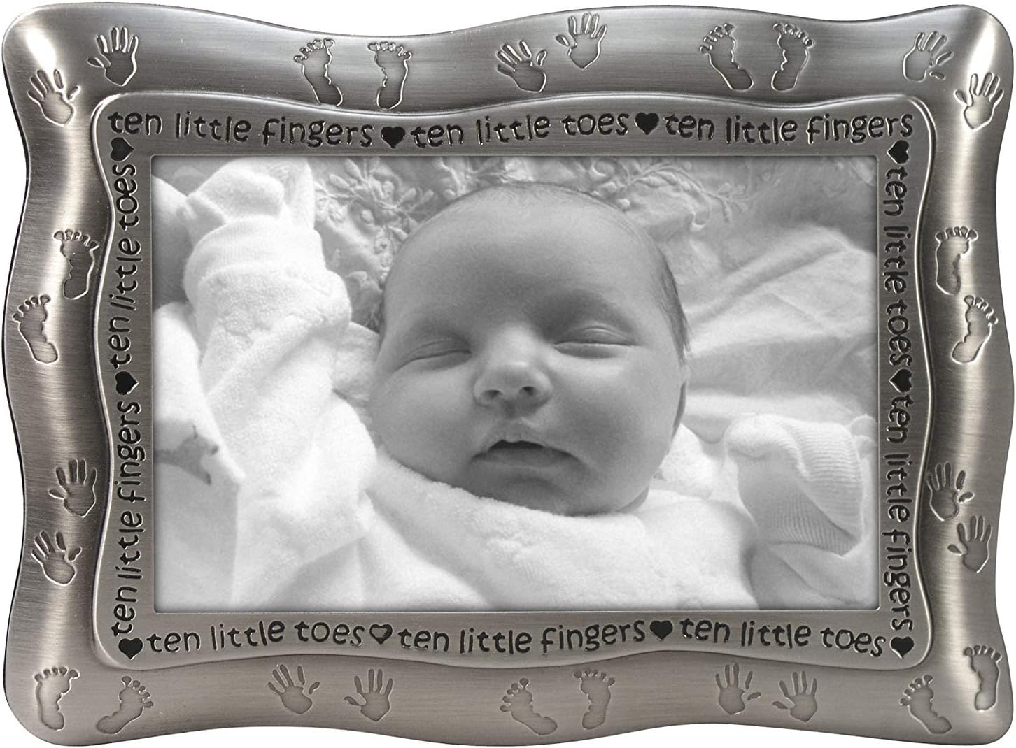 Malden International Designs Ten Little Fingers, Ten Little Toes Pewter Picture Frame, 4x6, Silver