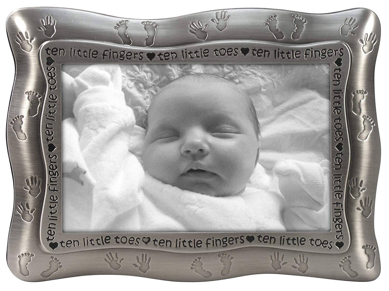 International Designs Ten Little Fingers, Ten Little Toes Pewter Picture Frame, 4x6, Silver
