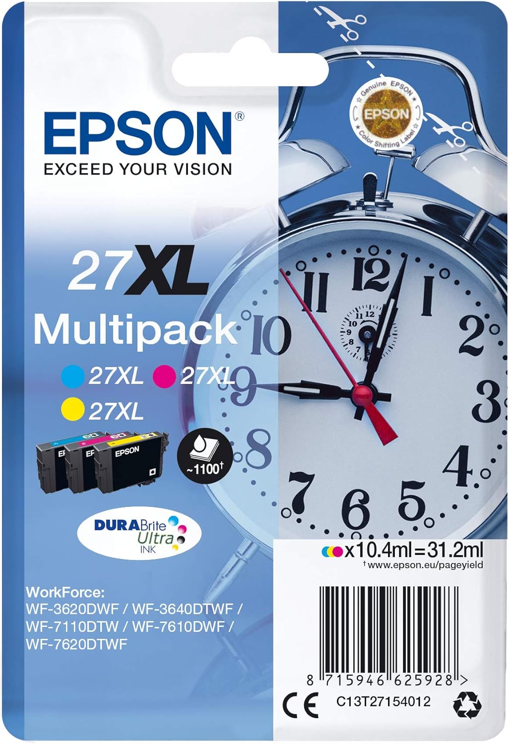 Epson Alarm Clocks Ink Cartridge for WorkForce WF-7620DTWF Series - Yellow/Magenta/Cyan