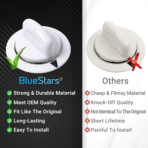 Miniatura 2 de BlueStars WE1M654 - Pomo temporizador para secadora con anillo de metal reforzado, compatible con secadores GE y Hotpoint, reemplaza a AP3995098