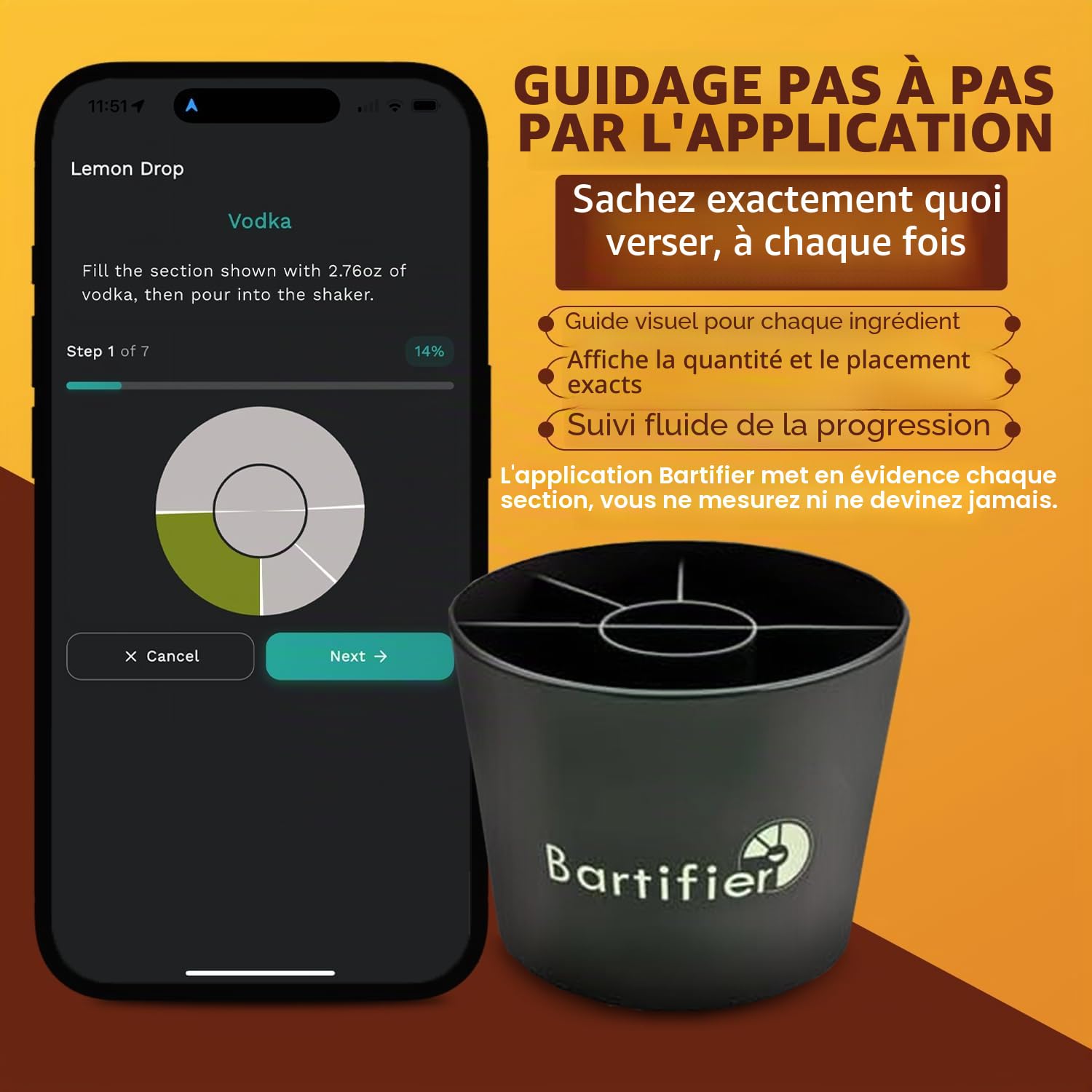 Machine à Cocktails Portable – 380 Cocktails et 100 mocktails, pilotée par l'application. Kit de Fabrication de Cocktails à Domicile Cadeau pour Hommes, Femmes, Mari, épouse, Papa, Fils,