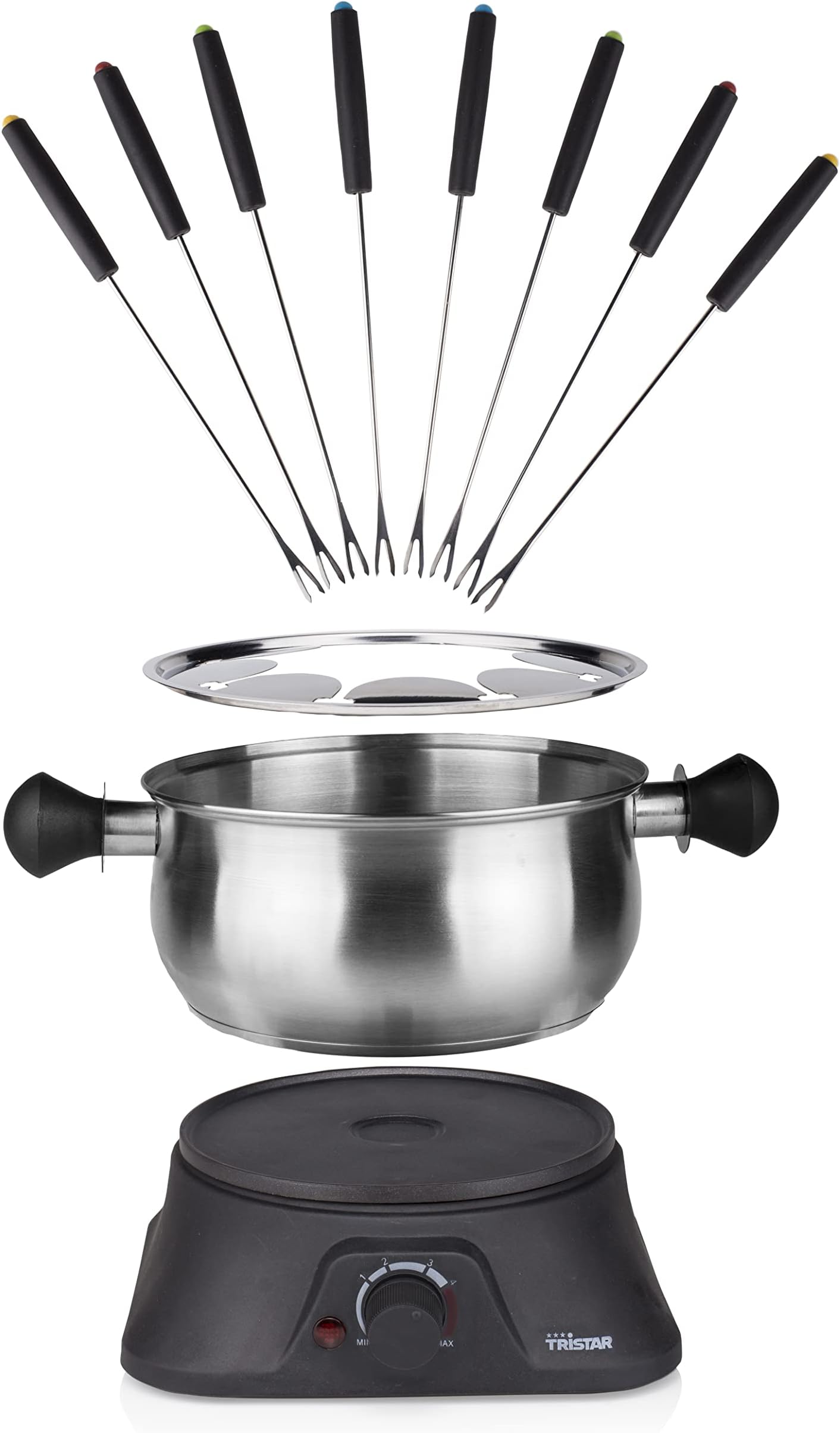 H.Koenig Appareil à Fondue Electrique 6 Fourchettes 2L Inox ALP1800, Service à Fondue Chocolat