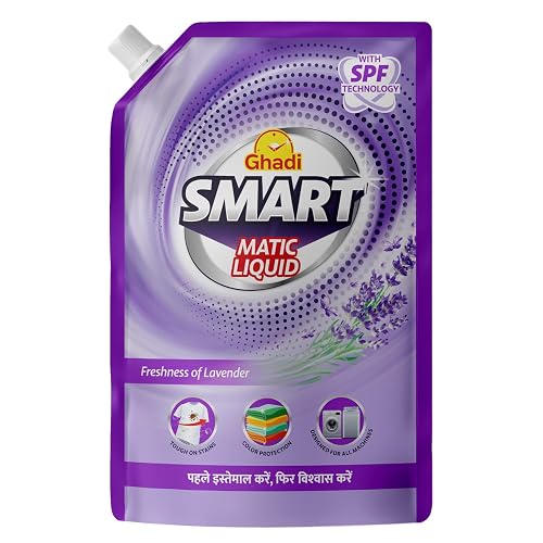 Ghadi Smart Liquid Detergent Lavender Fragrance 2L | For Front Load & Top Load Washing Machines | Deep Cleaning, Long-Lasting Freshness.