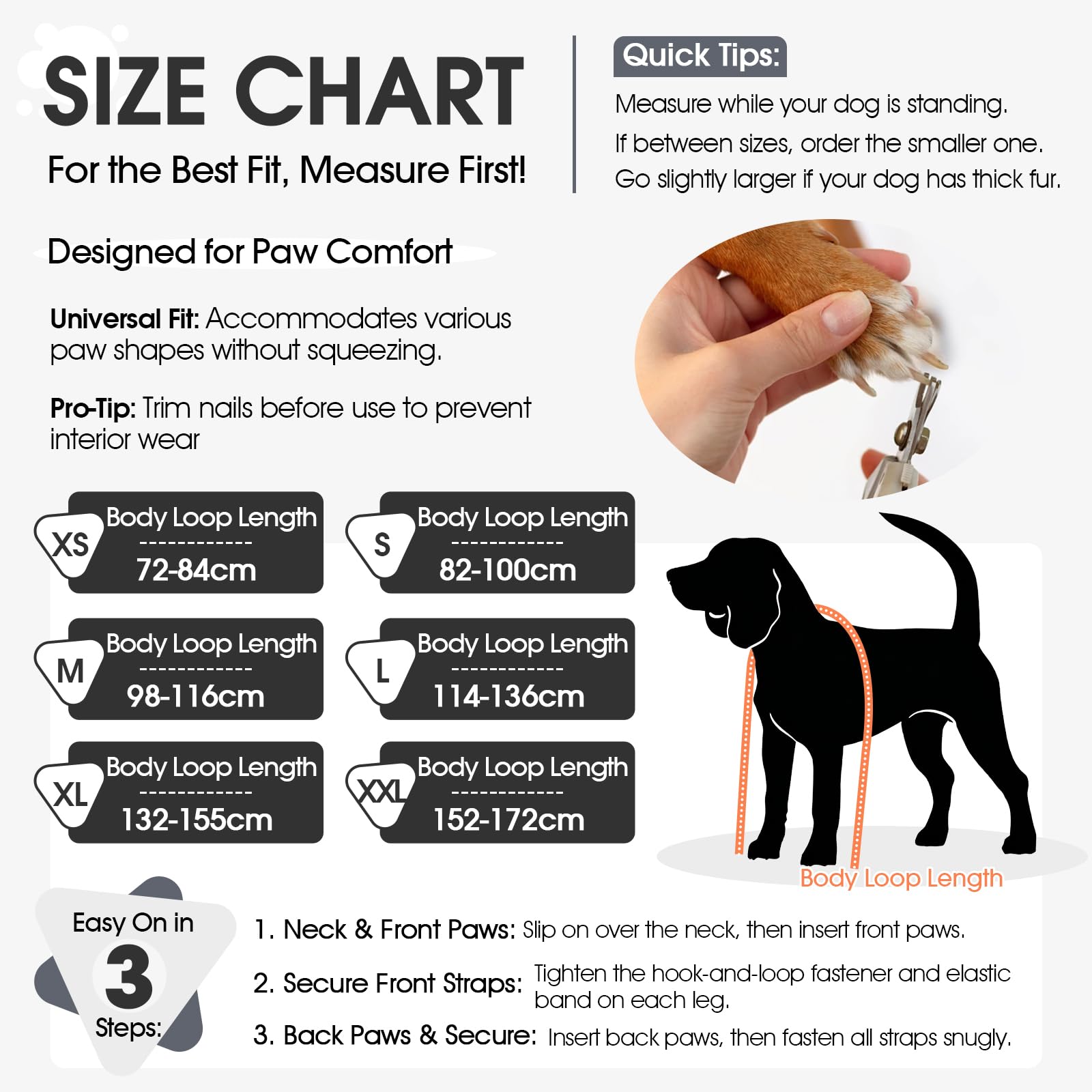 Pezluxe Dog Suspender Boots, Waterproof Anti-Slip Dog Rain Boots with Adjustable Strap for Small Medium Large Dogs, Reflective Paw Protector Pet Shoes for Outdoor Walking, Rain Snow Hiking, Black, L — view 2