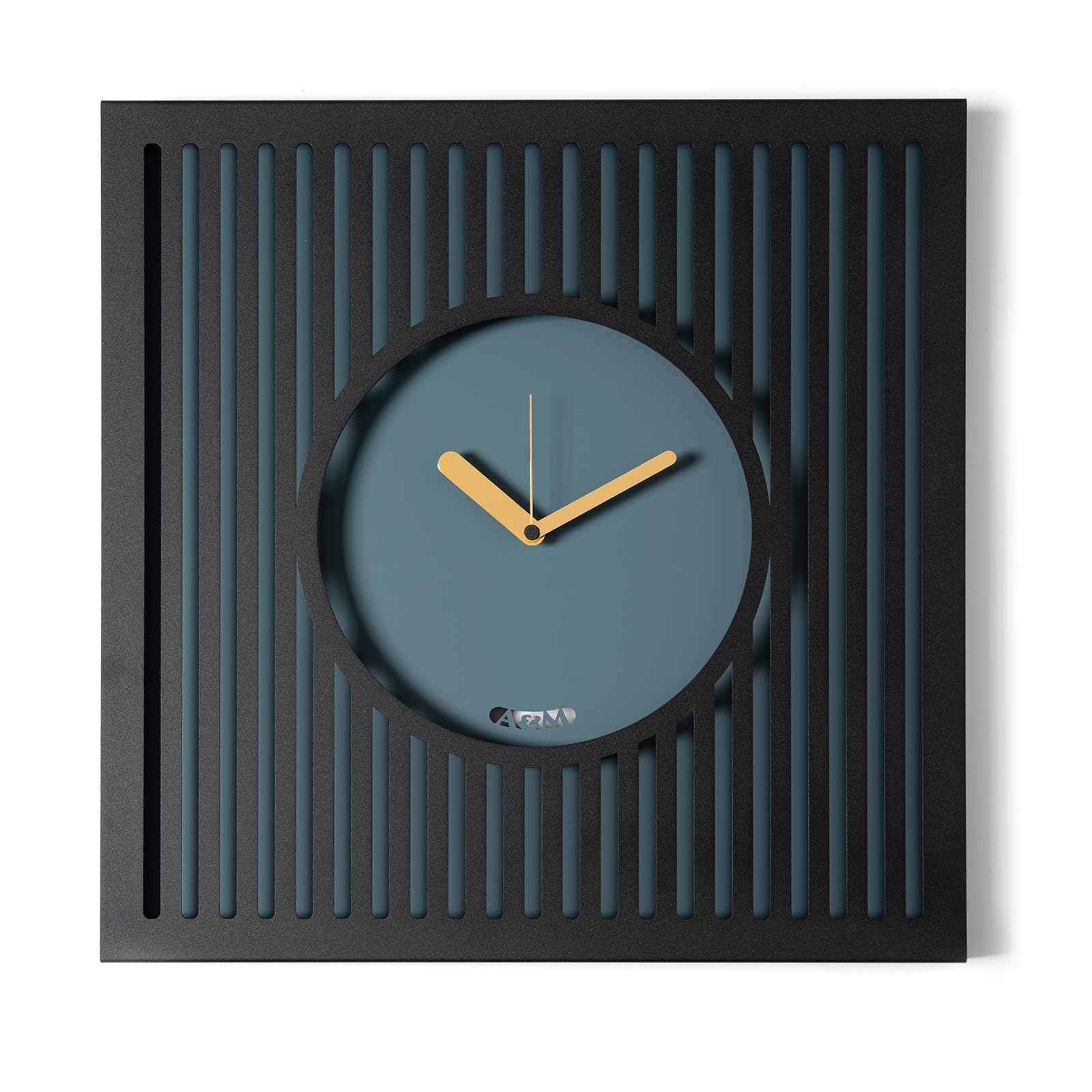 Arti & Mestieri Tiffany - Orologio grande da parete di Design 100% Made in Italy - in Ferro, 50 x 50h cm (Nero e petrolio)