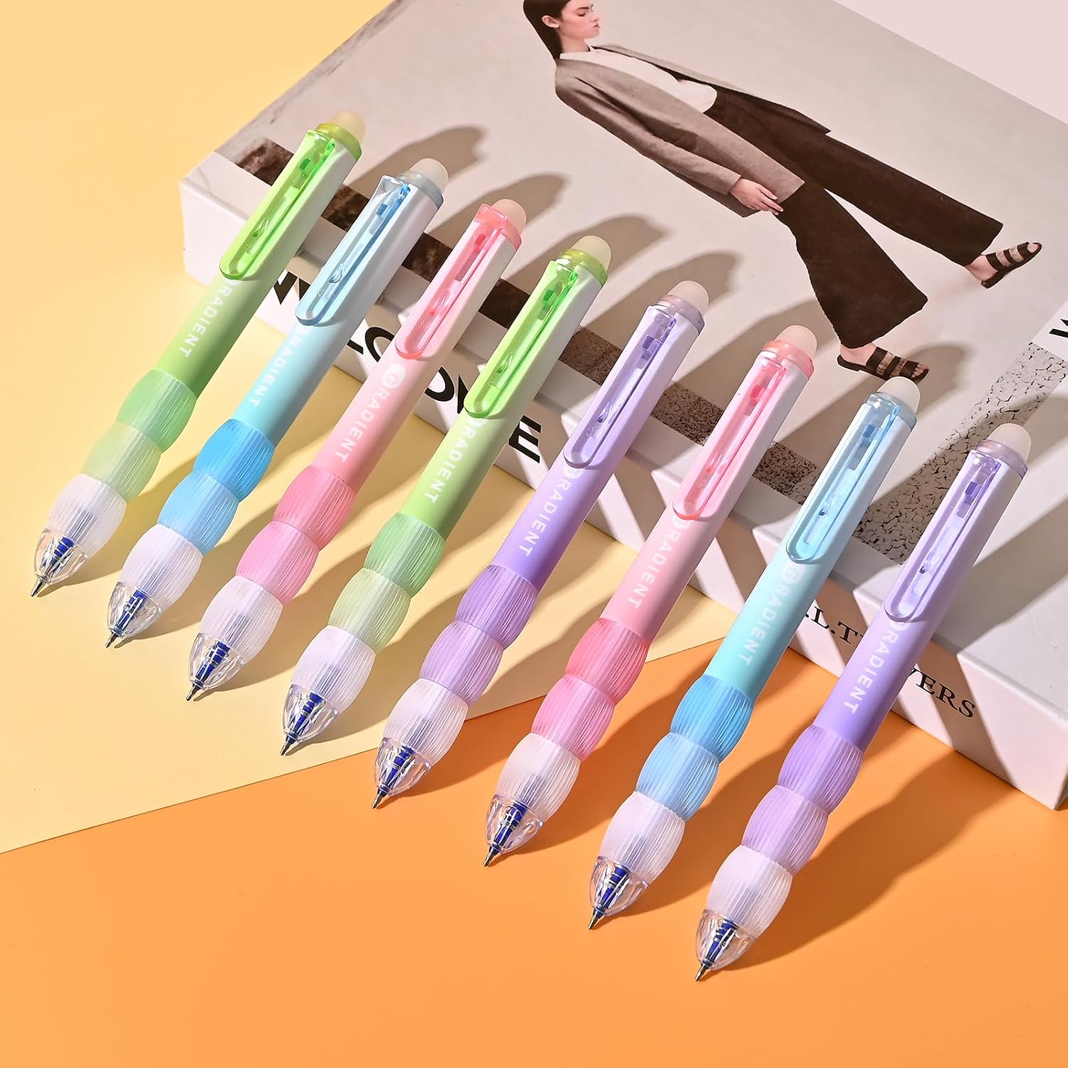 Temiary Retractable Erasable Gel Pens, Make Mistakes Disappear, 8 Pcs Pens & 10 Pcs Refills, Cute Pen with Eraser, 0.5 mm Fine Point, Aesthetic Pen for Writing Drawing Crossword Puzzles (Blue Ink)