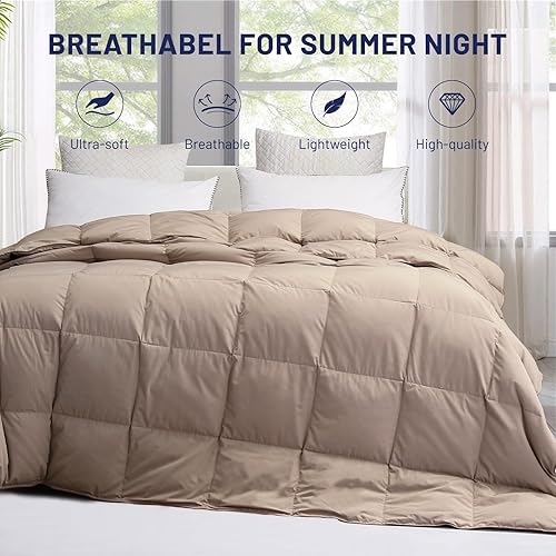 Miniatura 2 de SNOWMAN - Edredón ligero, 75% plumón, tamaño individual, relleno suave, 8 pestañas en las esquinas, algodón a prueba de plumón, estructura de