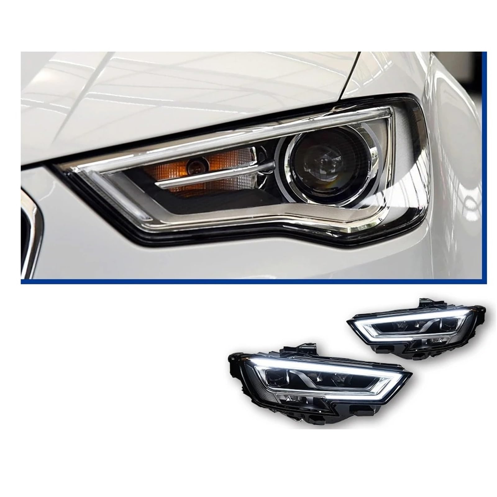 Faro Anteriore per Audi A3 2013-2020 8V MQB Faro Anteriore Lente proiettore DRL Accessori automobilistici Anteriori Luci Auto Gruppo Faro Auto(,-)