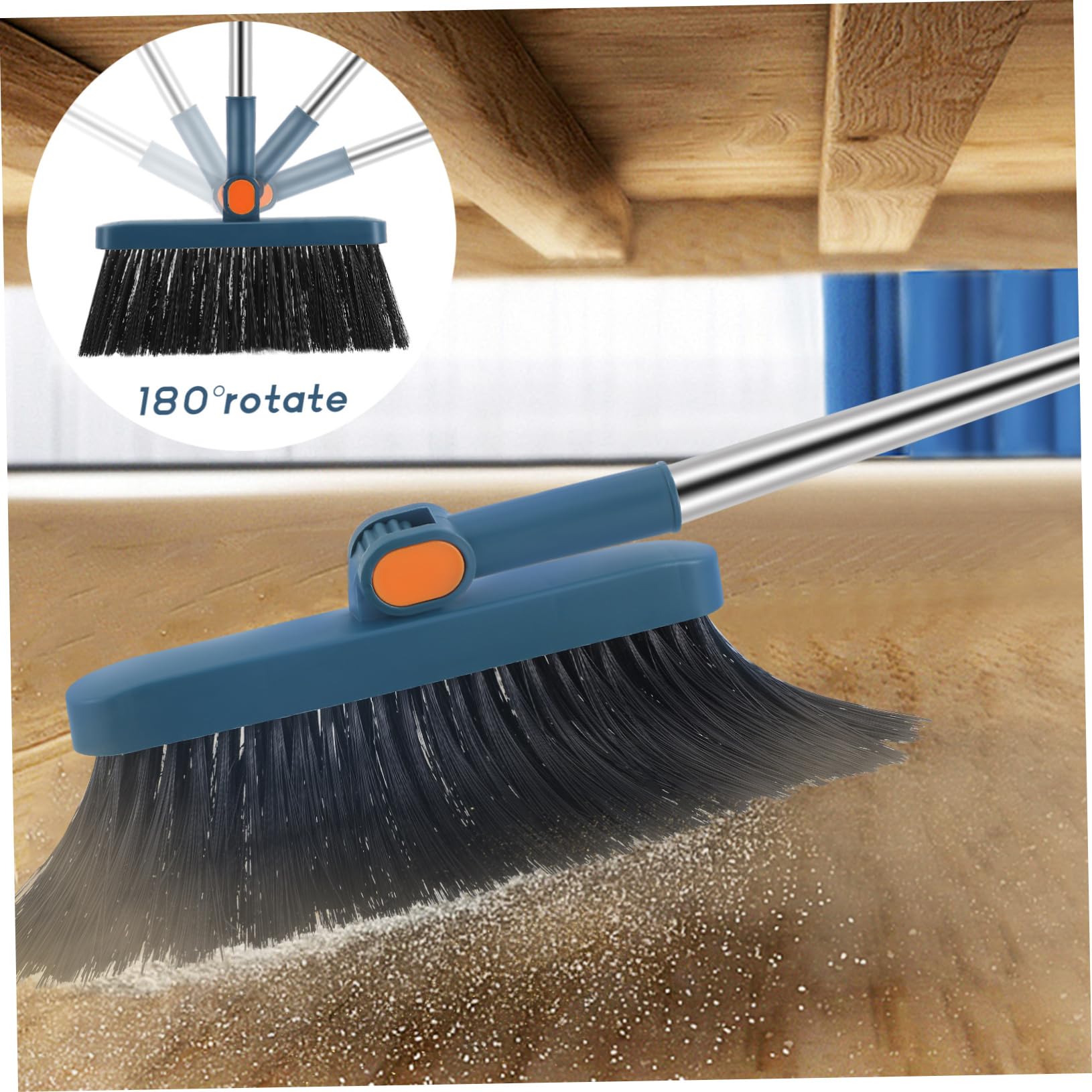 NOLITOY Juego Compacto de Escoba y Recogedor Plegable Azul, 3 Piezas