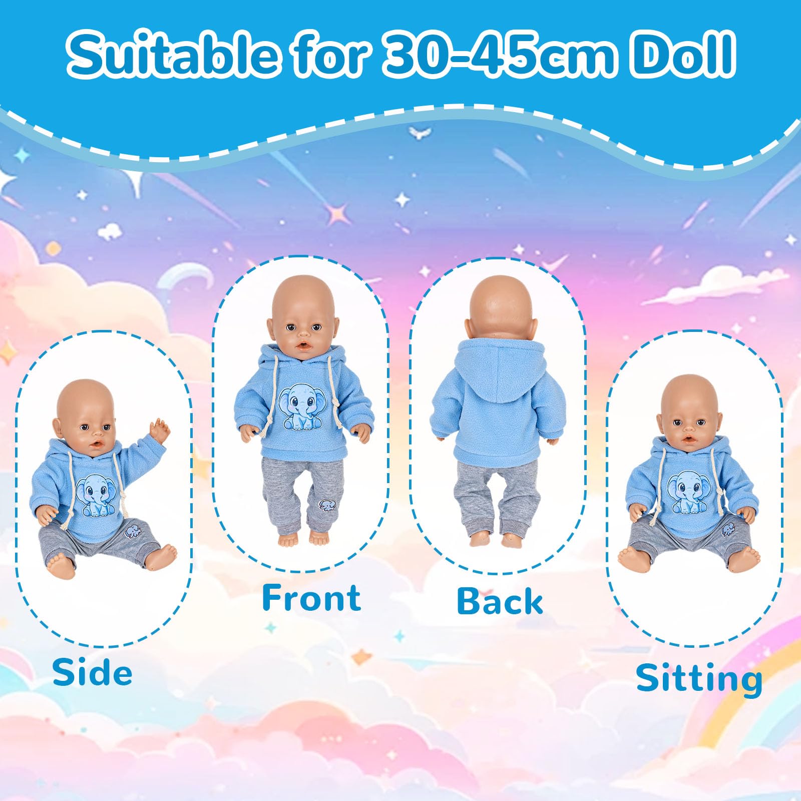 4 Pcs Baby Doll Clothes for 35-45 cm Doll - Image 4
