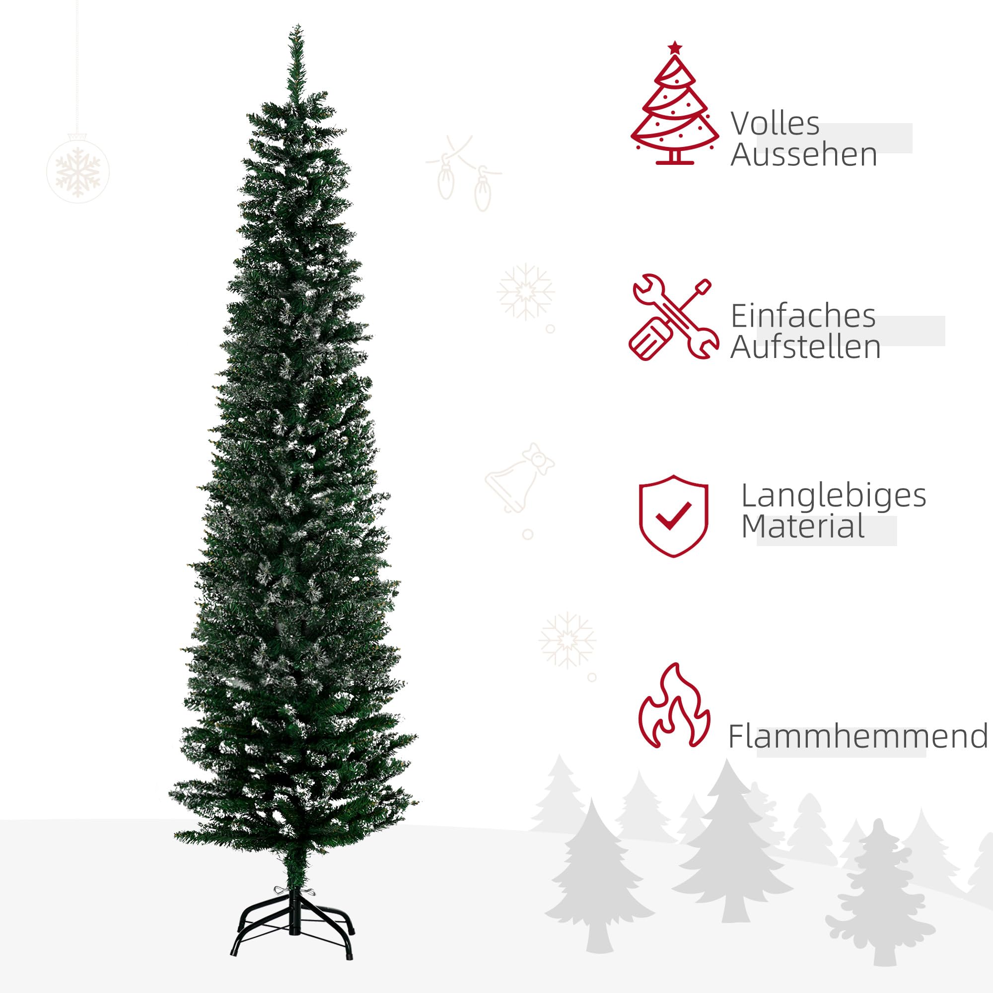 HOMCOM Künstlicher Weihnachtsbaum 190 cm mit Kunstschnee Metallständer