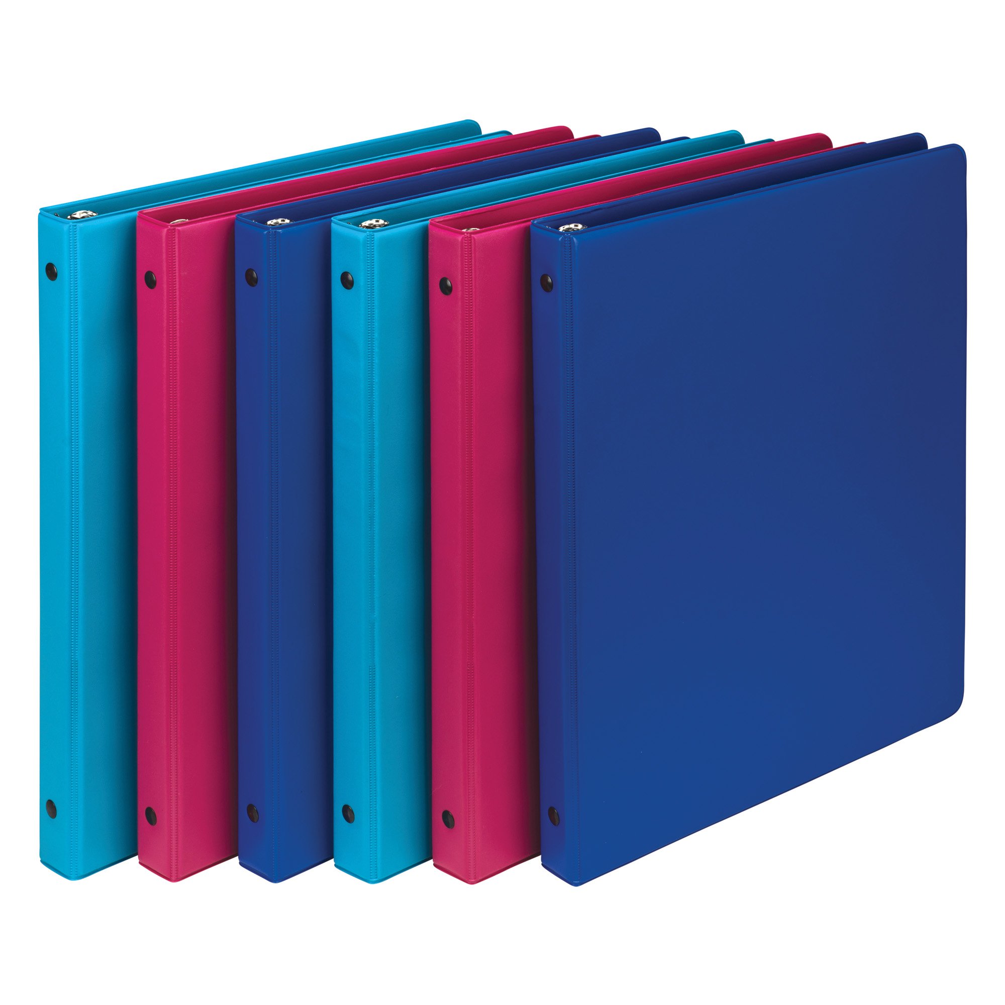 Samsill Mode Couleur 3 classeur à anneaux, 2,5 cm Anneaux ronds, classeur de rangement, lot de 6 Assortis – électrique, Rose, Violet, Vert fougère Rangement assorti 1.27 cm Green/Pink/Purple