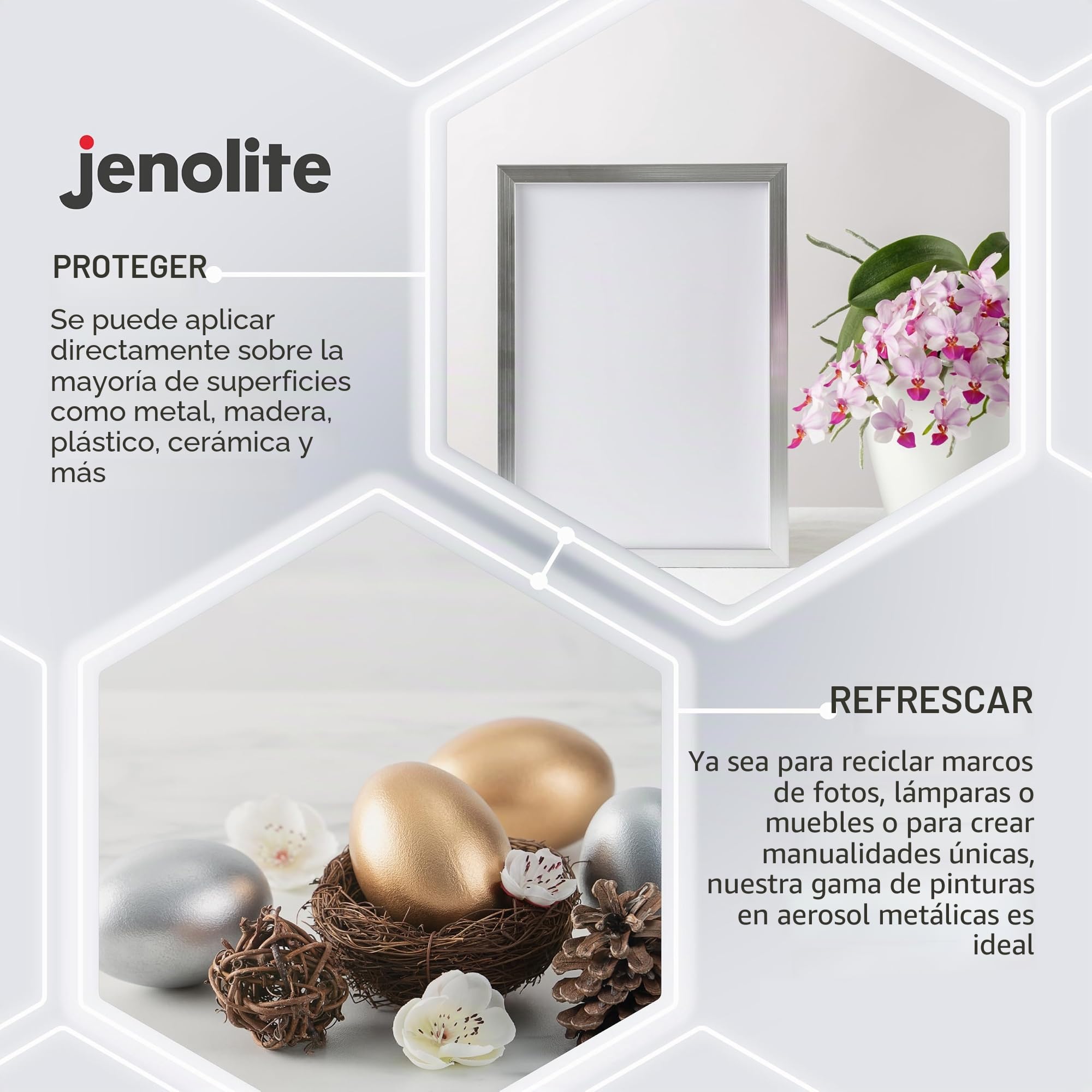 JENOLITE Directorust Pintura Metálica Brillo | PLATA | Pintura multisuperficie | Imprimador, capa base y capa superior todo en uno | 3 x 400ml