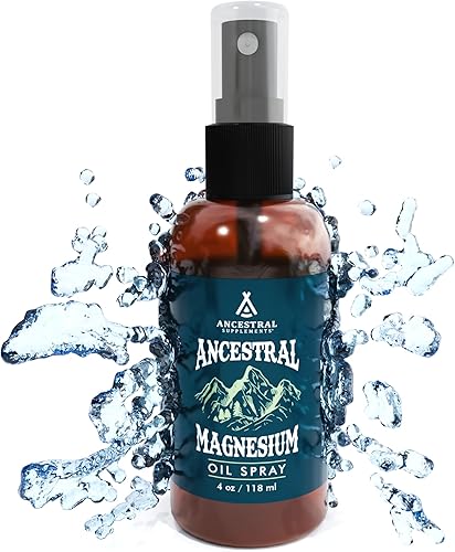 Ancestral Supplements Spray de magnesio, magnesio para dormir + apoyo muscular, fabricado con cloruro de magnesio y minerales naturales, suplemento