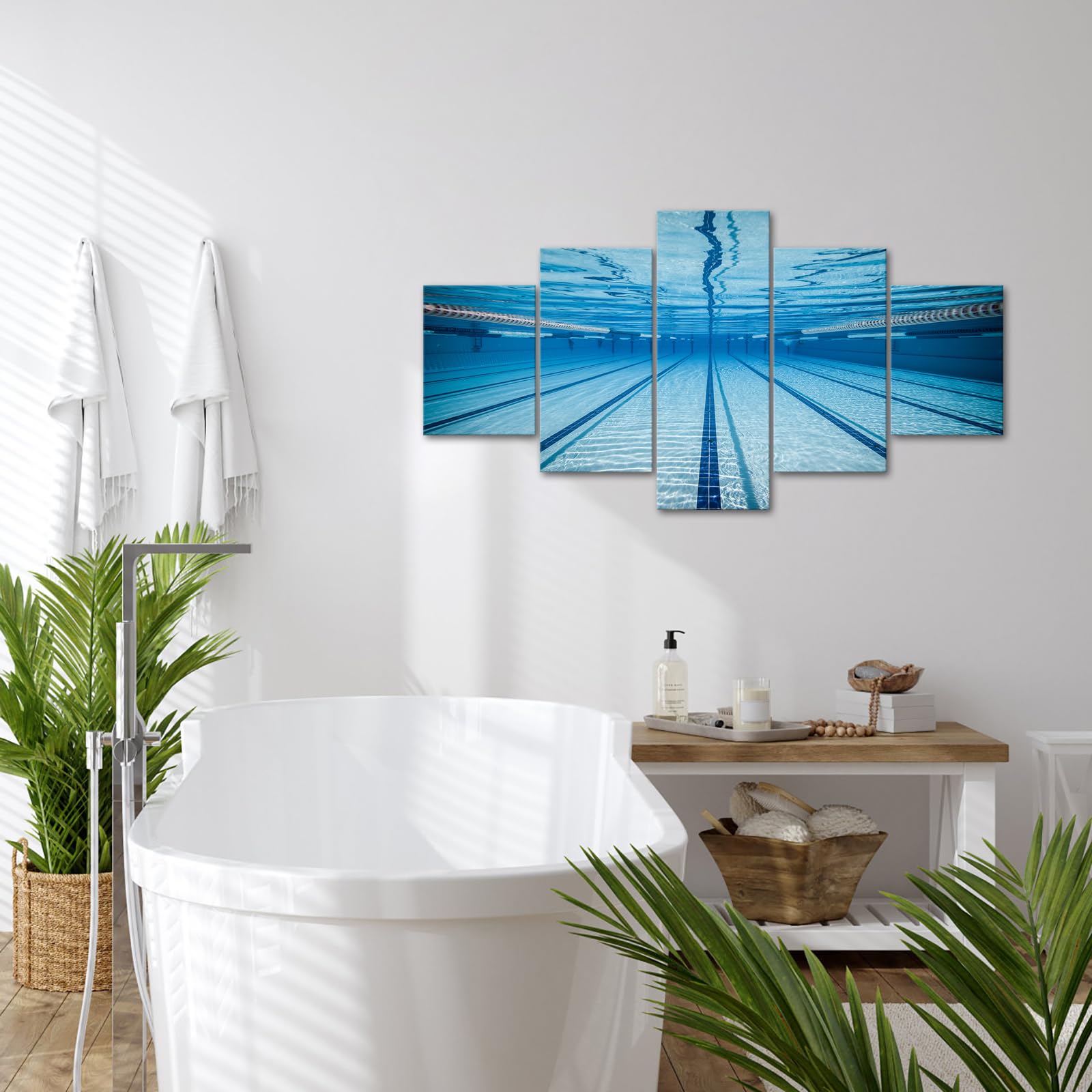 Amazon.com: iHAPPYWALL Large 5 Piece Canvas Wall Art Blue Water