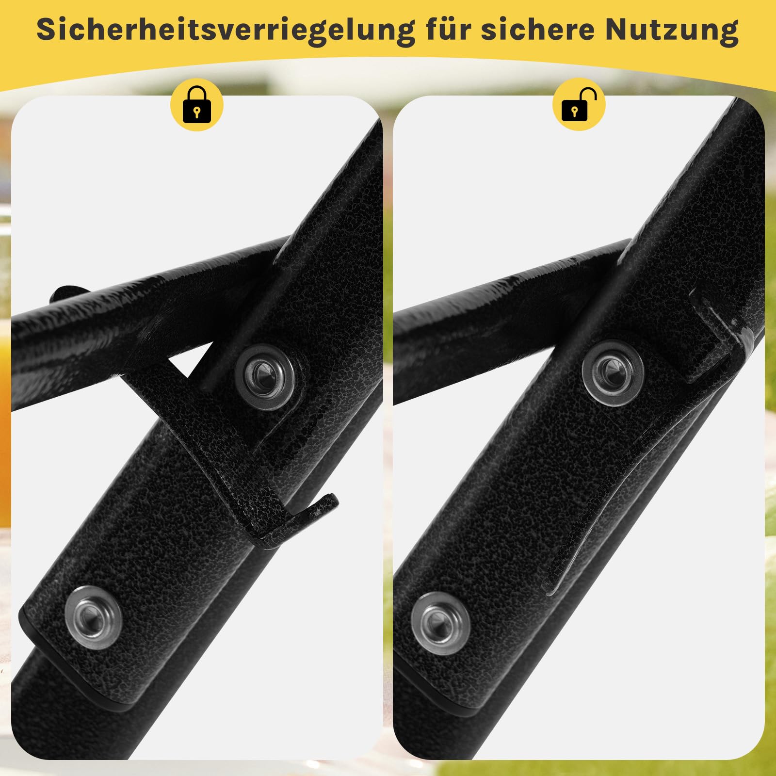 eSituro Klapptisch Gartentisch Balkontisch, wetterfest, Schwarz