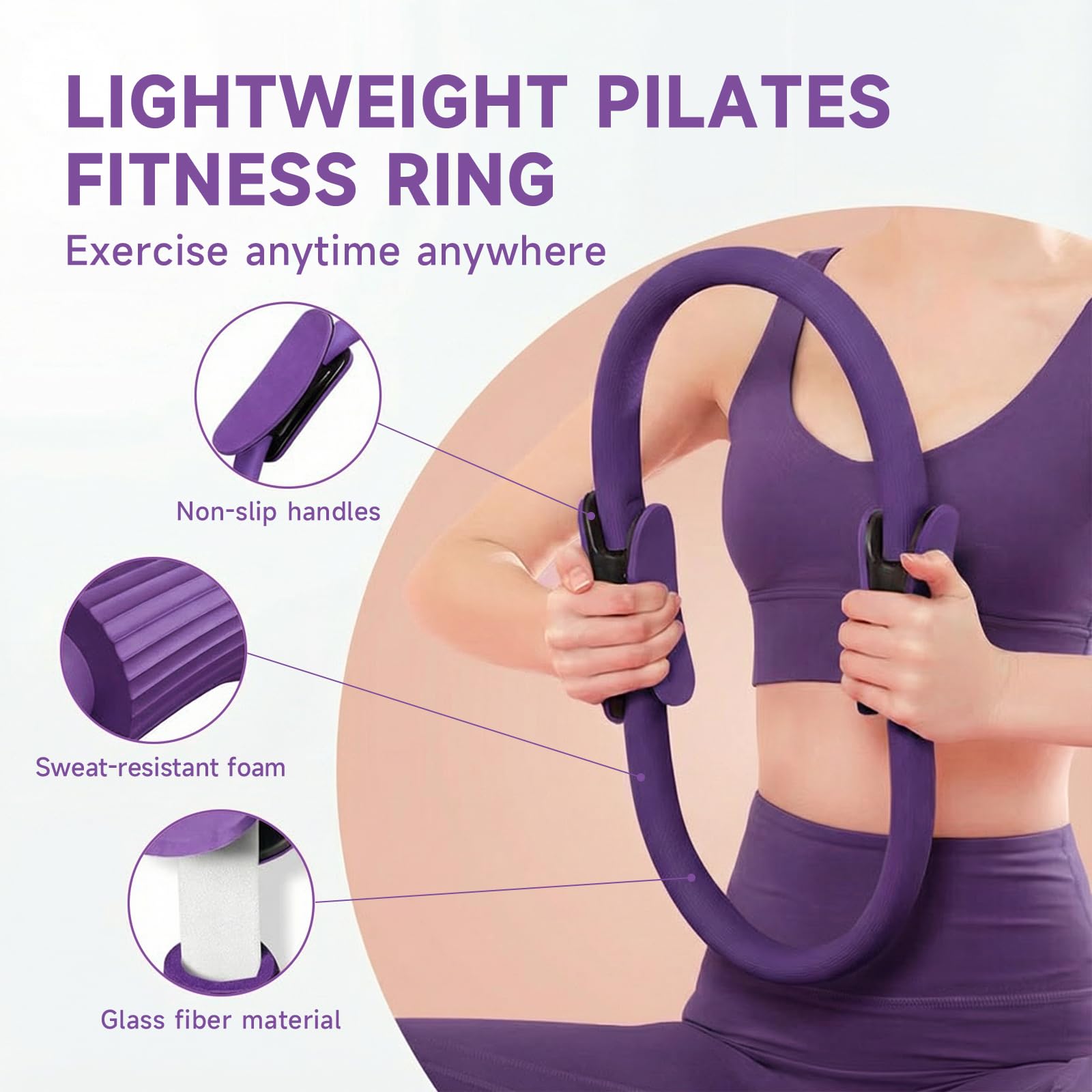 Pilates Ring Set, Pilates Ring für Frauen, Widerstandsring mit Doppelgriff für Beine, Arme, für Gewichtsverlust, Straffung, Widerstandsbändern, 25 cm Yoga-Ball für Frauen