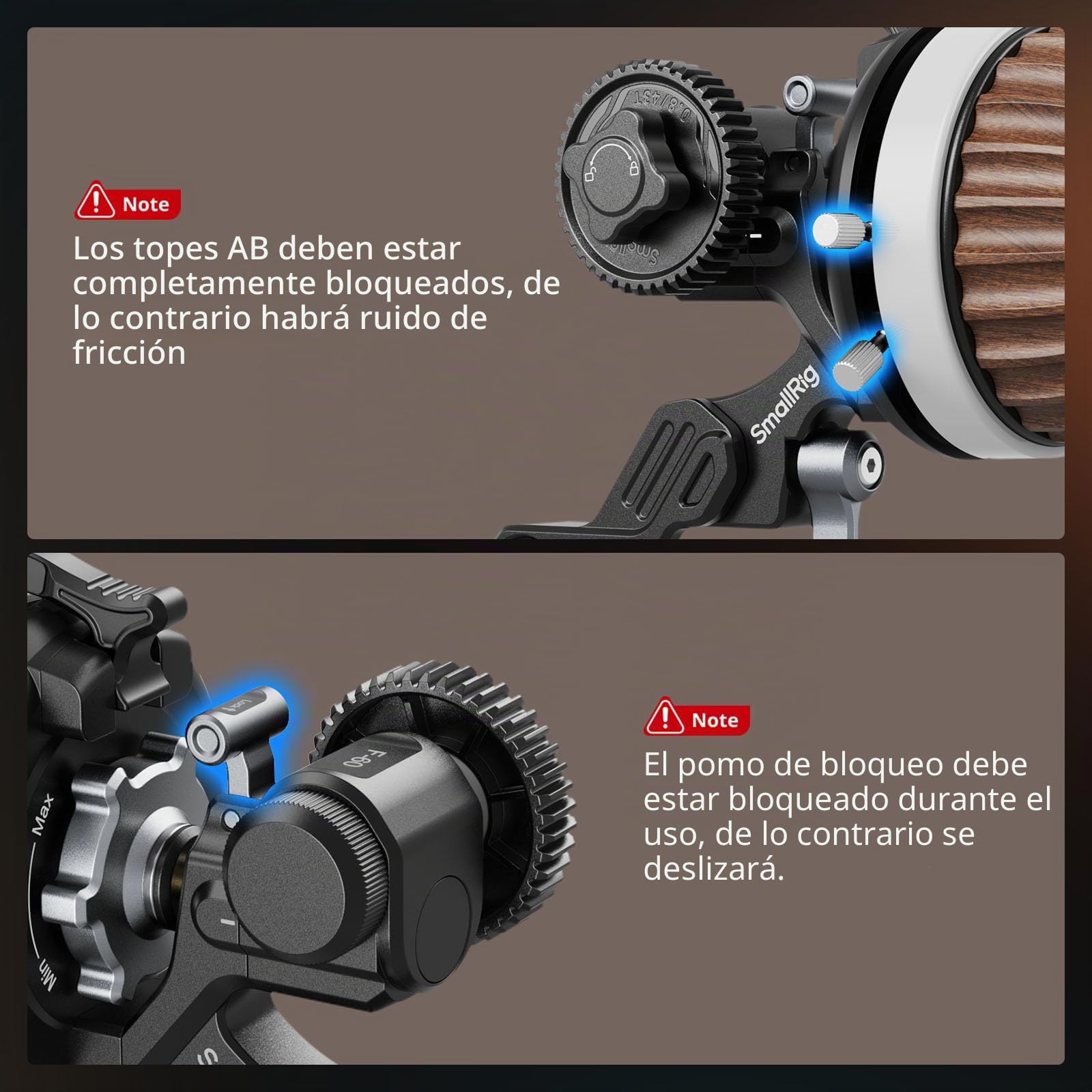 SMALLRIG Follow Focus F60 con Paradas A/B, Permite un Ajuste de Amortiguación Continuo de Amplio Rango (0,6 kgf-1,8 kgf), con Abrazadera de Varilla de 15 mm para Cámaras DSLR -5163