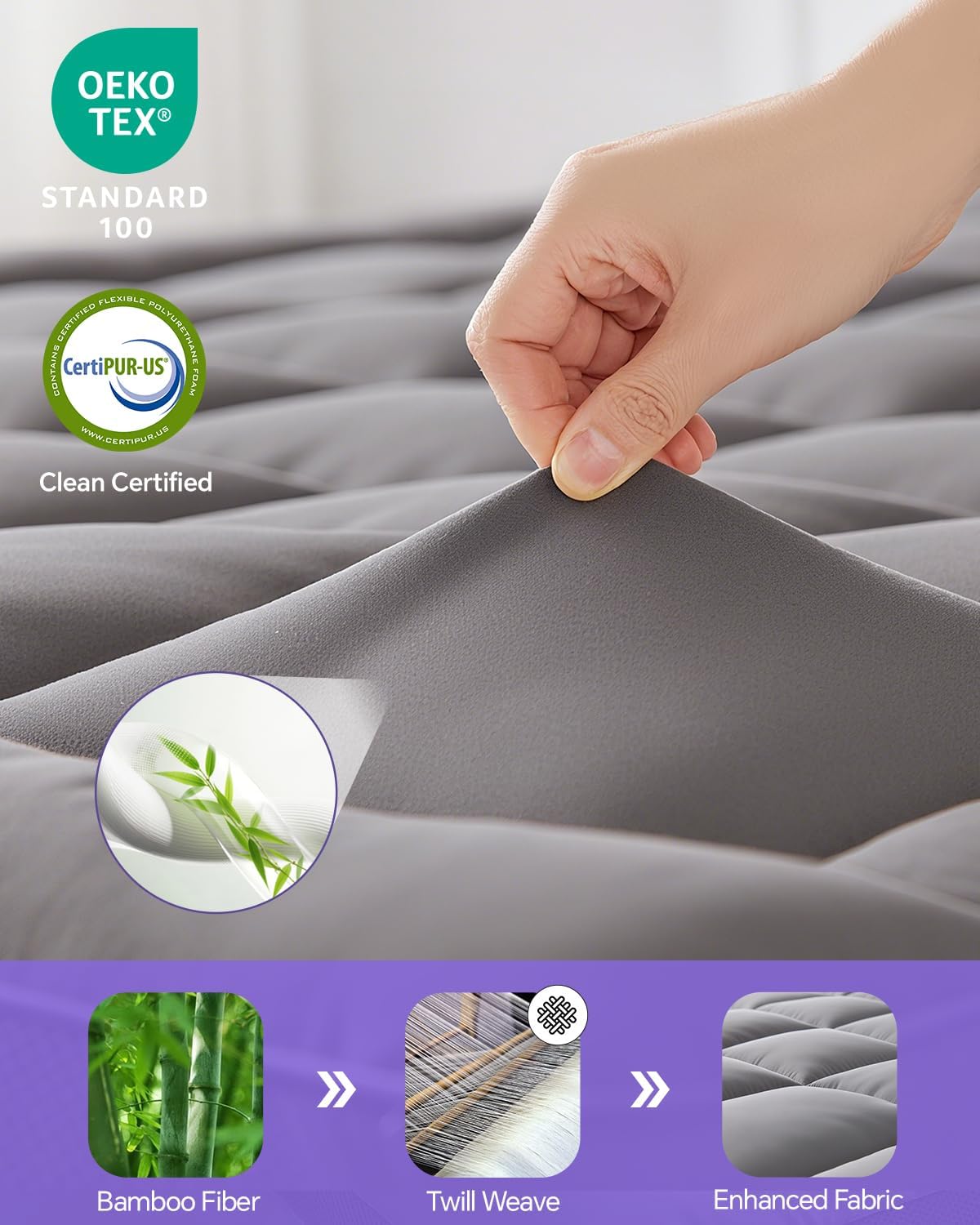 Dual Layer 4 Inch Memory Foam Mattress Topper Queen - 2 Inch Gel Memory Foam and 2 Inch Pillow Top Mattress Pad, 7-Zone Egg Crate Mattress Topper