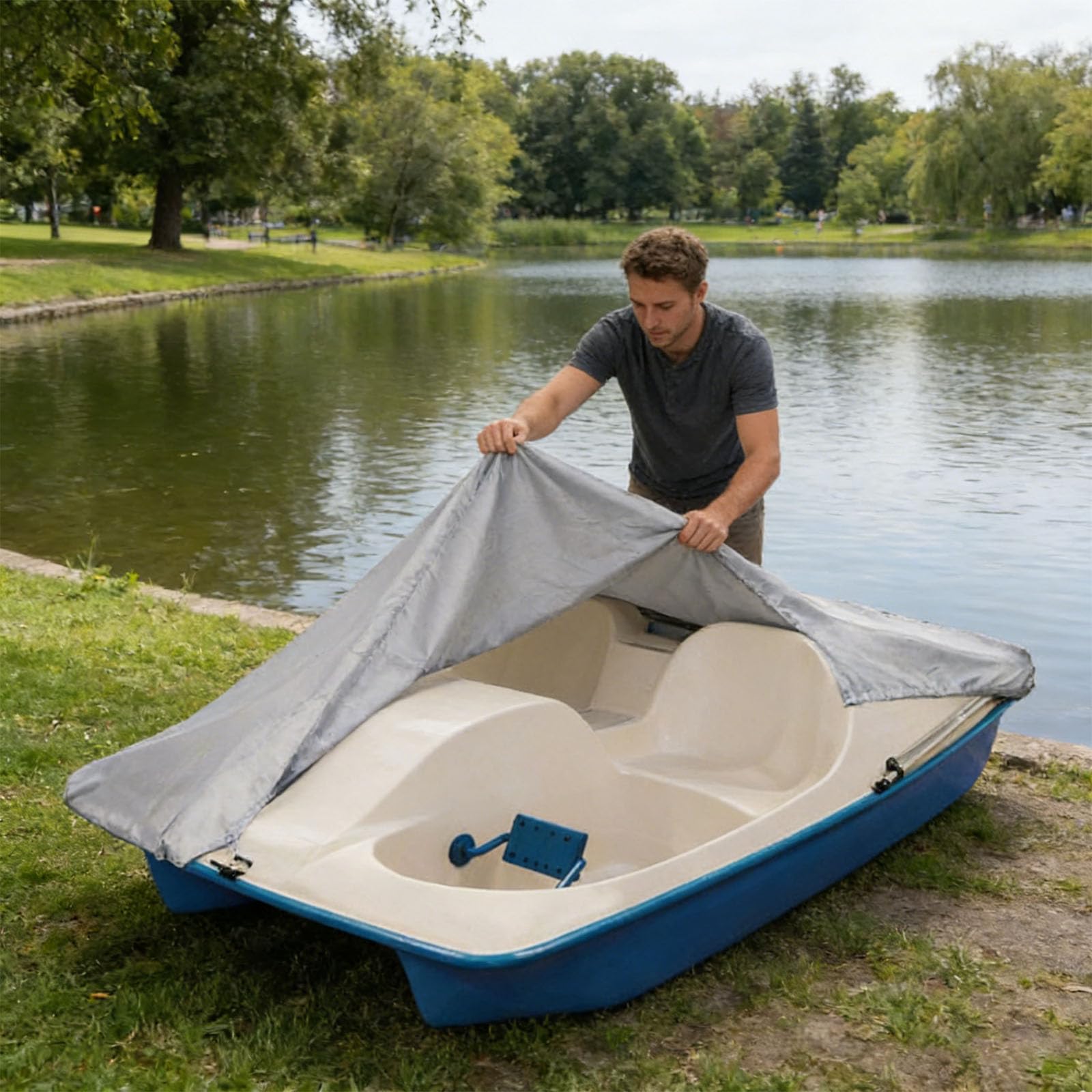 Pokrowiec Na Rower Wodny, Tkanina Oxford 420d, Wiatroodporna, Wodoodporna I Chroniąca Przed Słońcem, 286 X 200 Cm, Dla 3 Do 5 Osób (black)