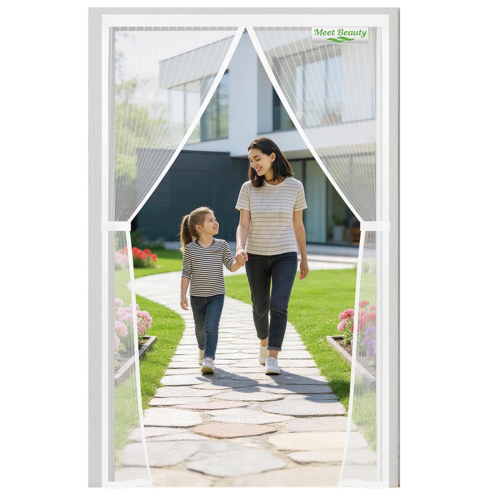 Moustiquaire porte Magnétique Moustiquaire sur Mesure de Porte,Rideau de Porte Antimoustique, pour Couloirs, Portes, Patio.Facile à installer le joint d'étanchéité, Blanc, 85 x 220 cm